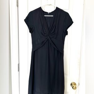 Banana Republic 100% Silk Black Twist-Front Dress 8